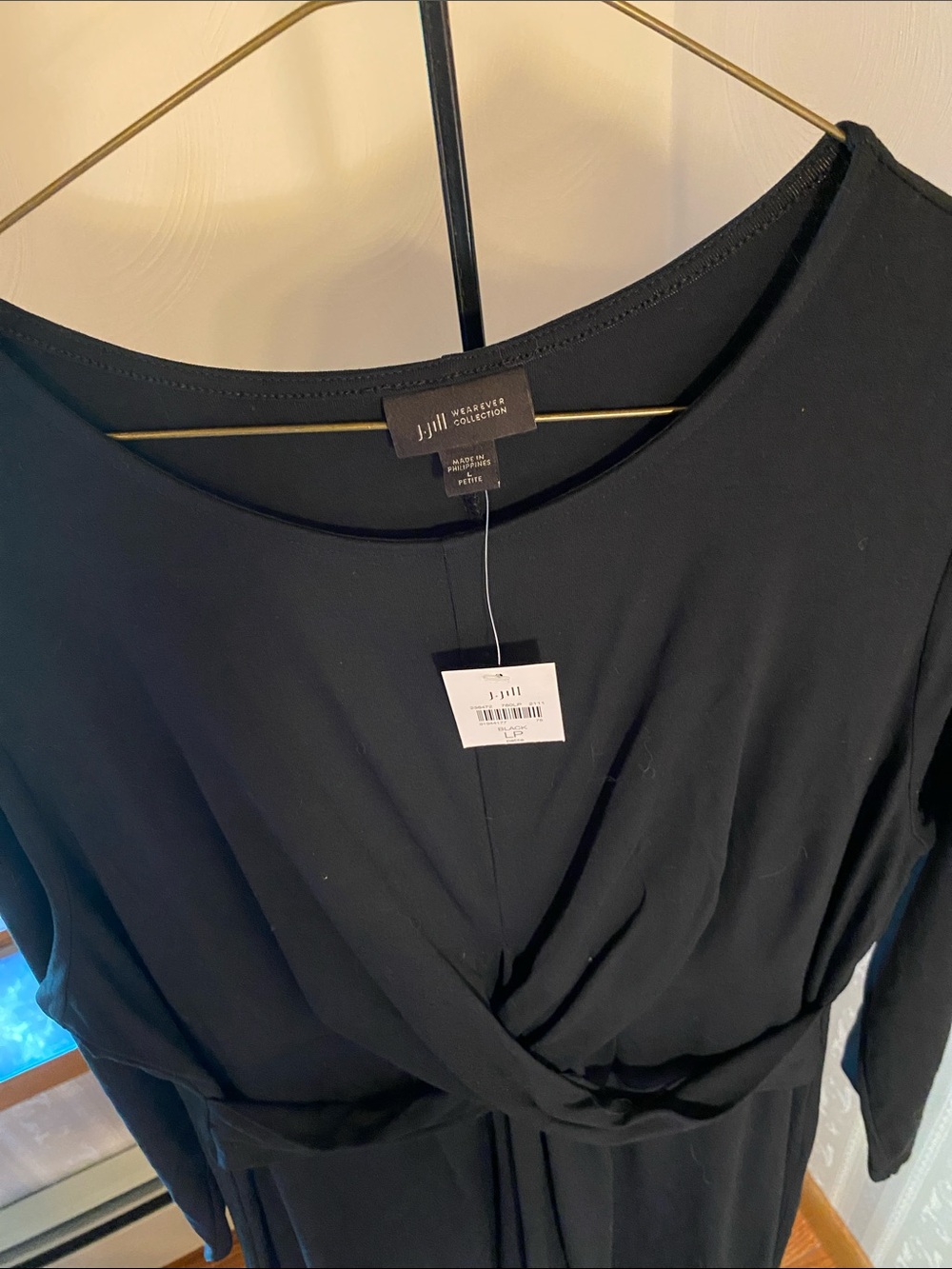 J. Jill Black Long-Sleeve Twist-Front Dress